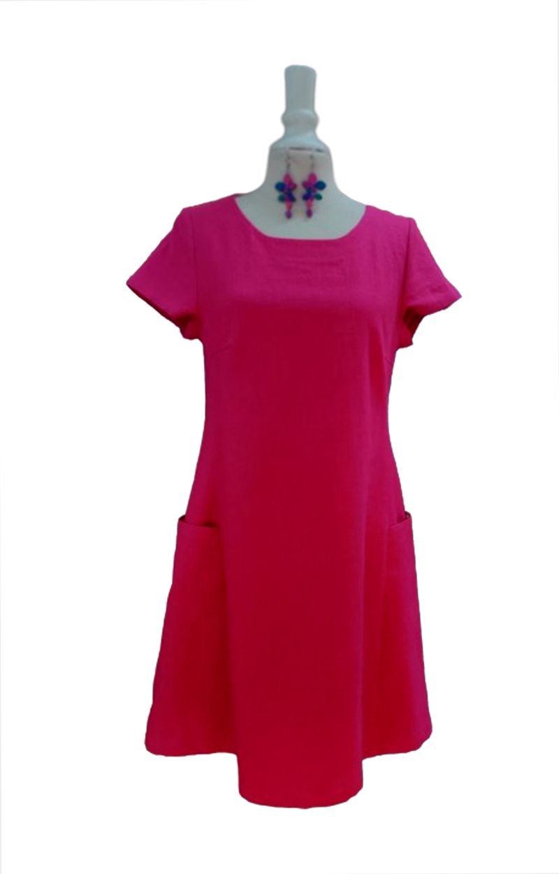 pellava-mekko-pinkki-taskut-koot-XS-5XL-damadesignturku