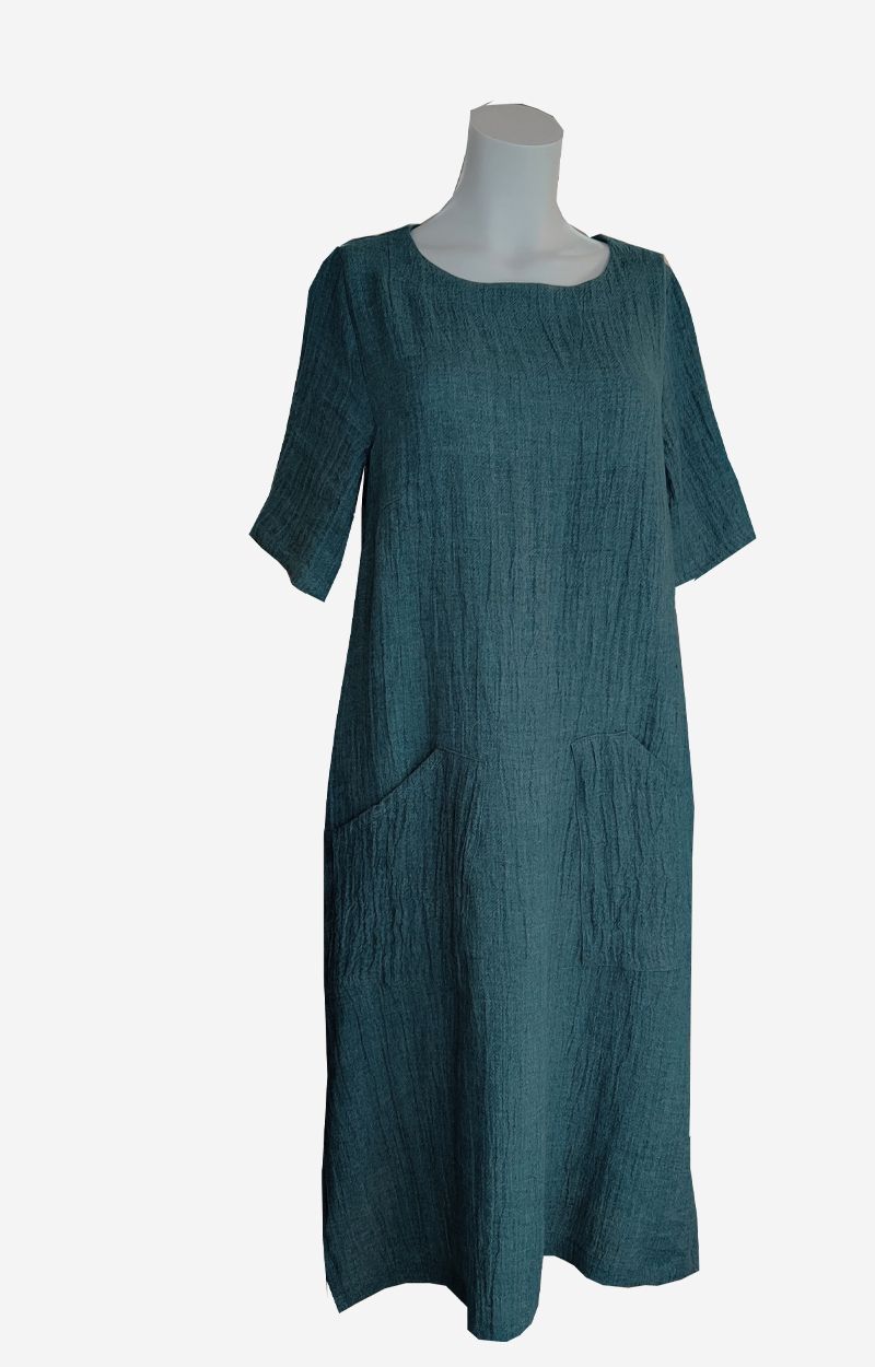 pellava-mekko-petroli-taskullinen_kotimainen-damadesignturku