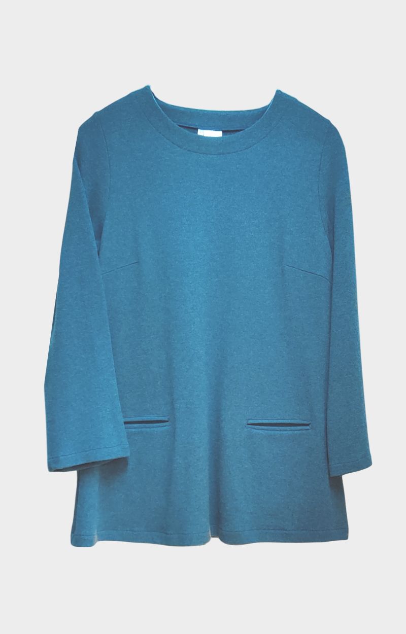 kotimainen-merinovilla-tunika-petroli-taskuilla.damadesign.fi