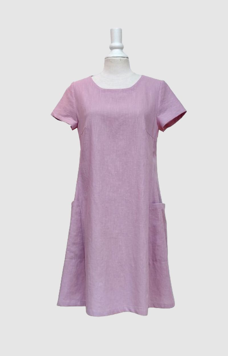 roosa-pellava-mekko-taskuilla.damadesignturku