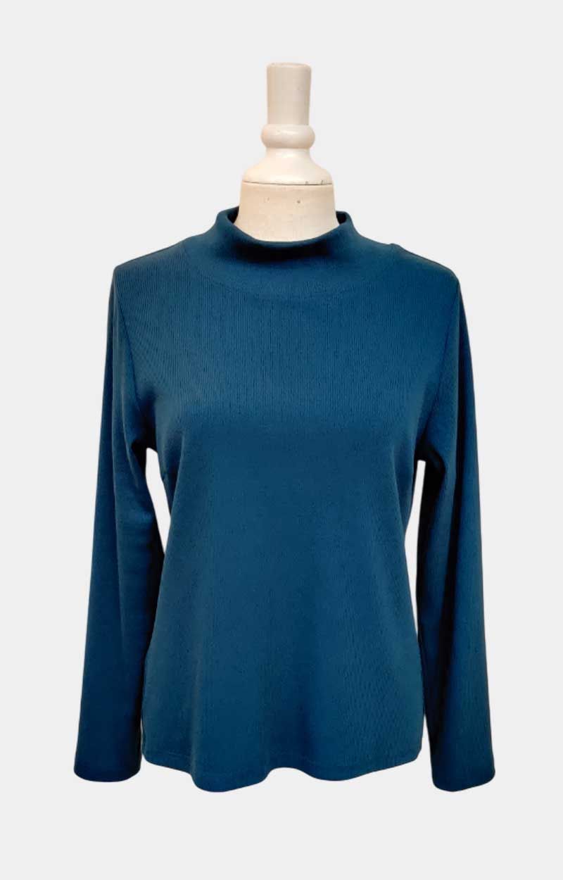 ribbi-pusero-petroli-pitkähiha-kauluksella-damadesign